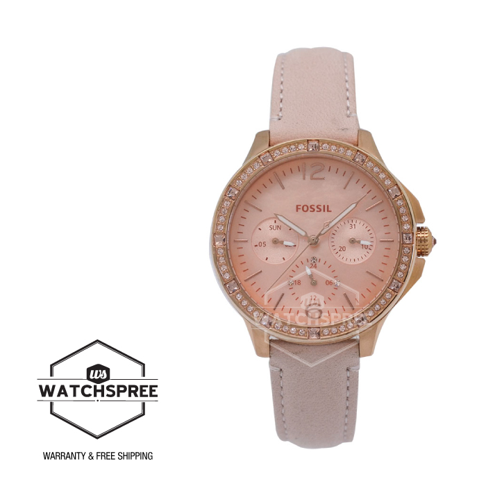 [Watchspree] Fossil Ladies' Finley Multifunction Blush Leather Watch ES4790