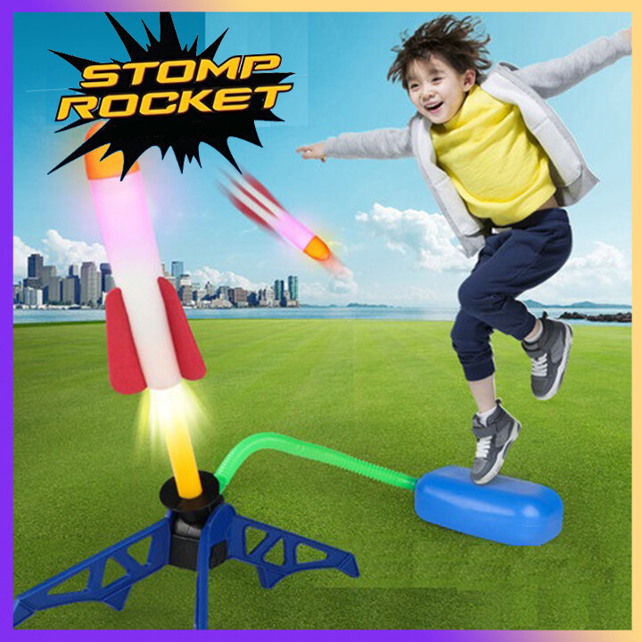 Stomp Rocket Launcher - 3 Foam Rockets and Toy Air Rocket Launcher | Outdoor Indoor STEM Gift for Kids Boys and Girls Ages 3-6-8 Years